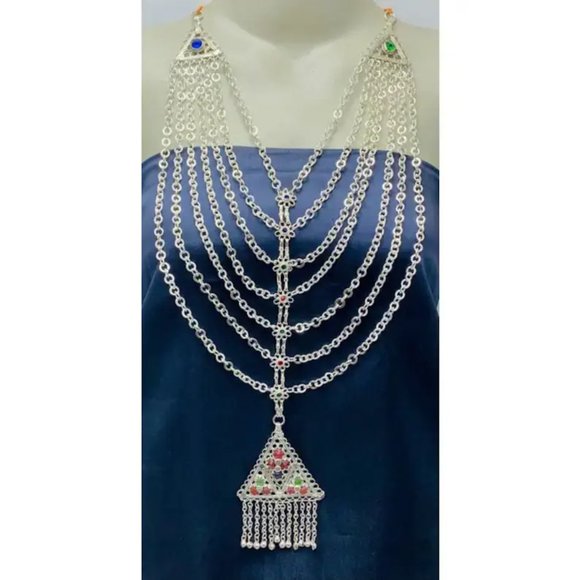 Jewelry - Antique Silver Bib Necklace: Handmade Kuchi Tribal Jewelry
